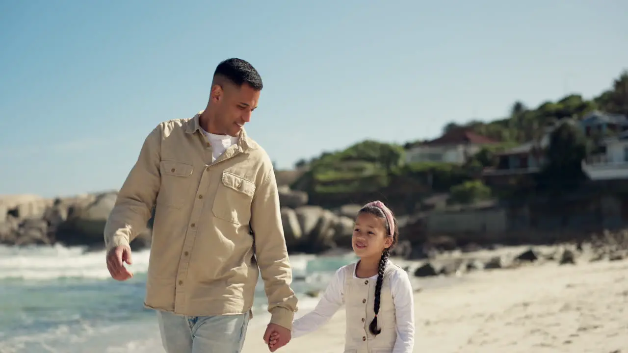 Beach point and walking father