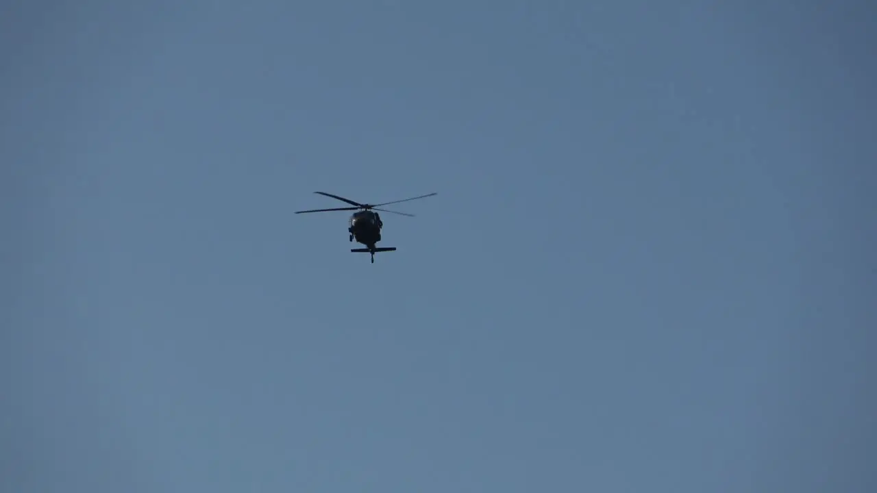 Helicopter Flying Overhead in the sky