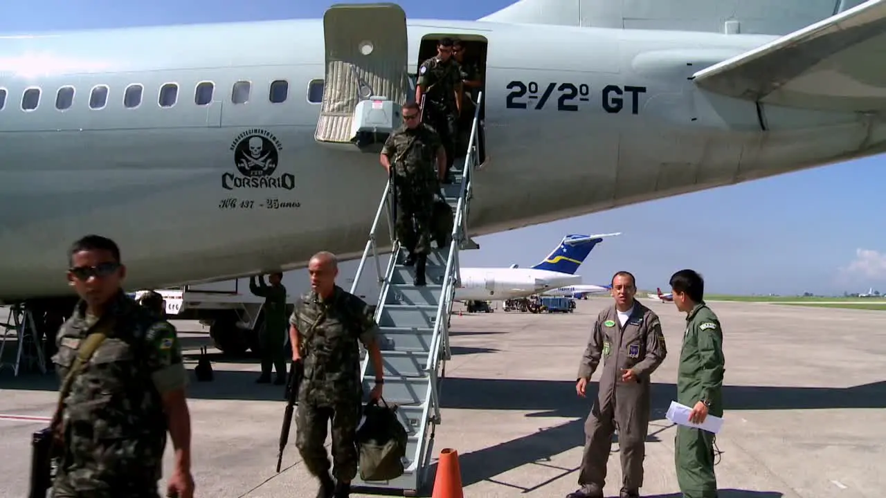 United Nations soldiers on mission to Haiti arrive at Port-au-Prince airport