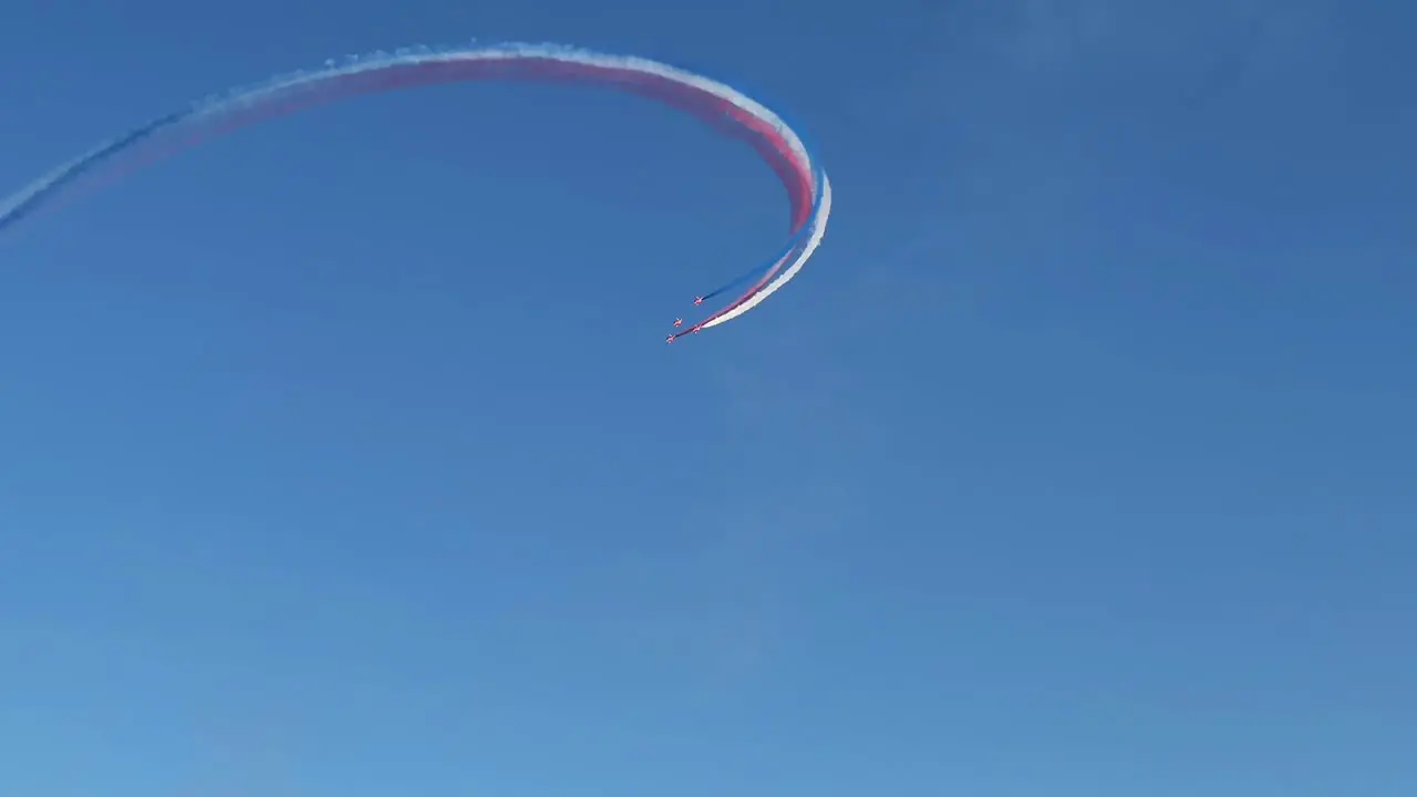 Split S and Barrel Roll Performed by the Red Arrows with Kuwait Towers in the Background