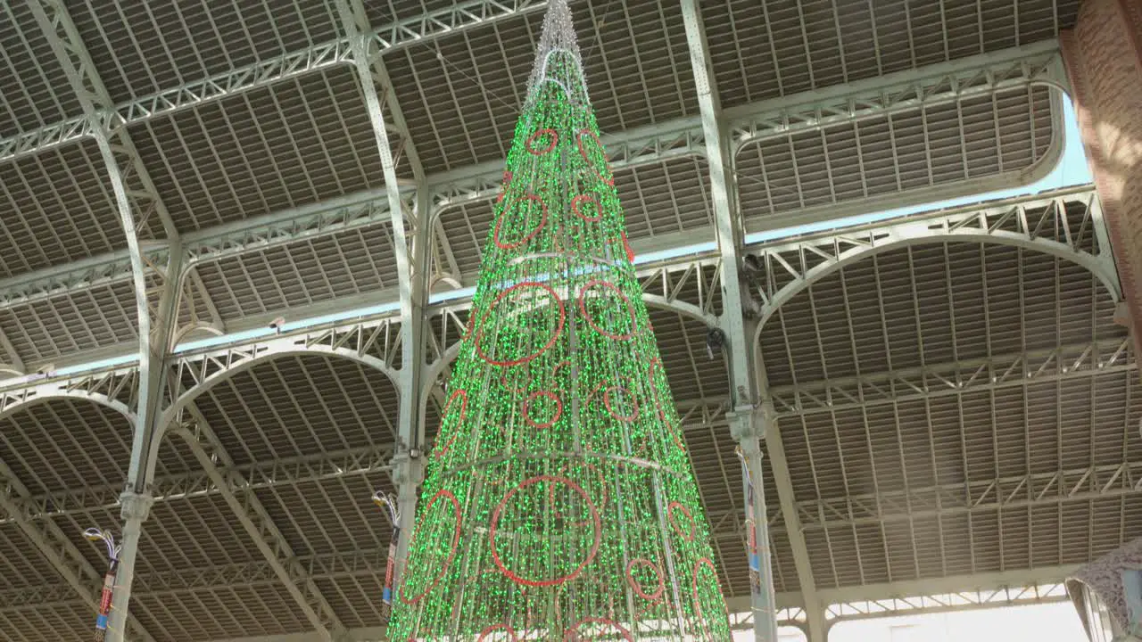 Detail of Christmas tree at Market Colon in Valencia Spain