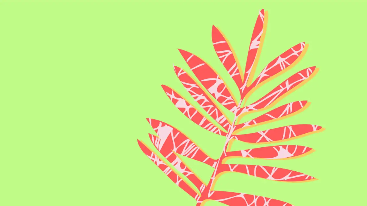 Animation of red leaves and copy space moving on green background