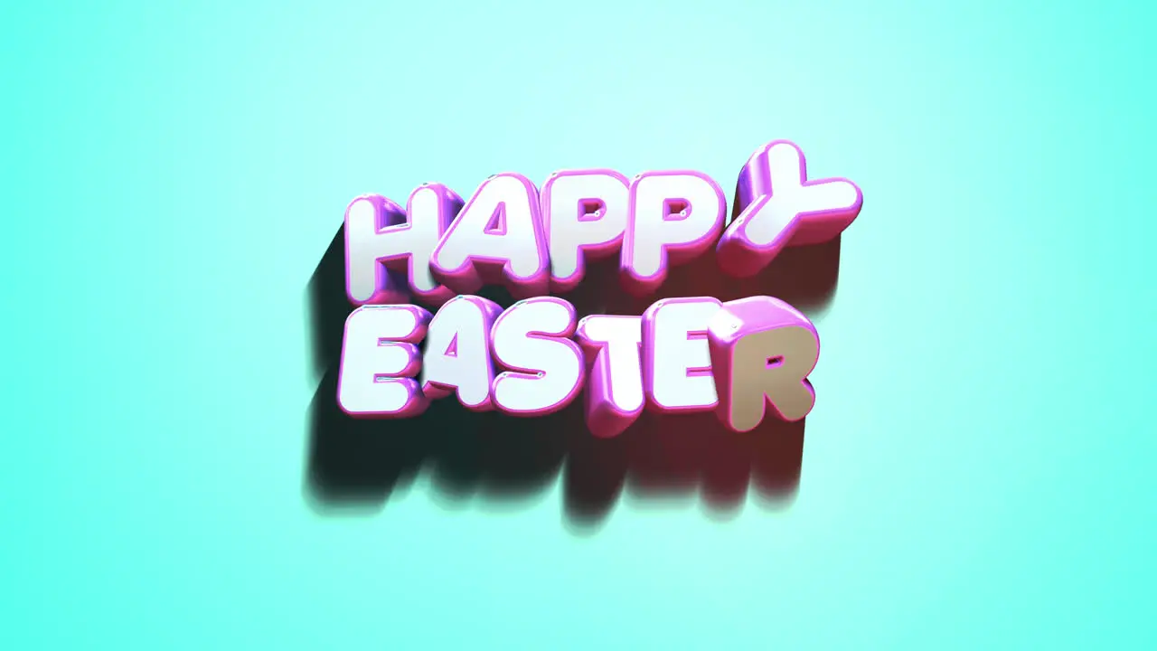 Cheerful 3d Happy Easter text in blue background