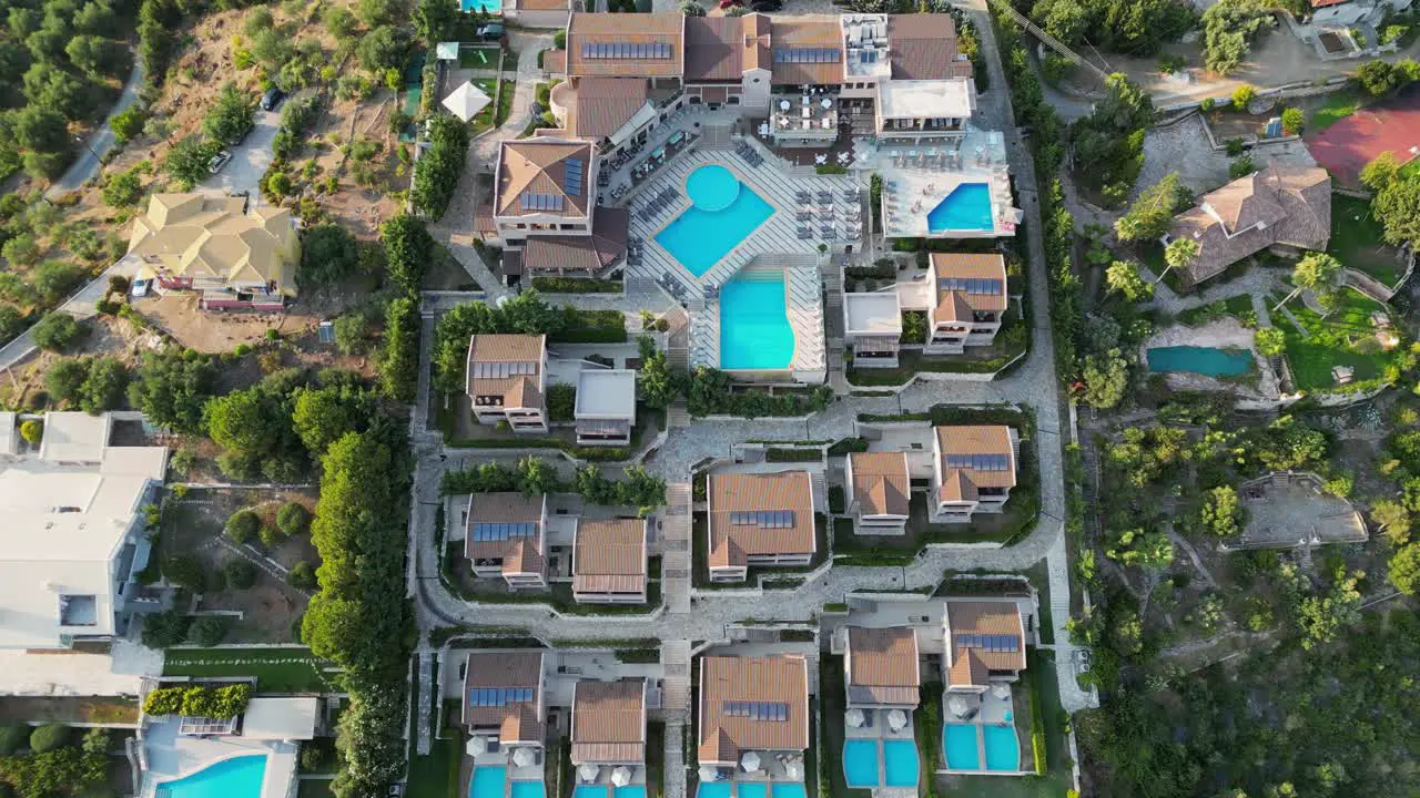 Holiday Resort Hotel with swimming pool villa's in Syvota Greece Aerial