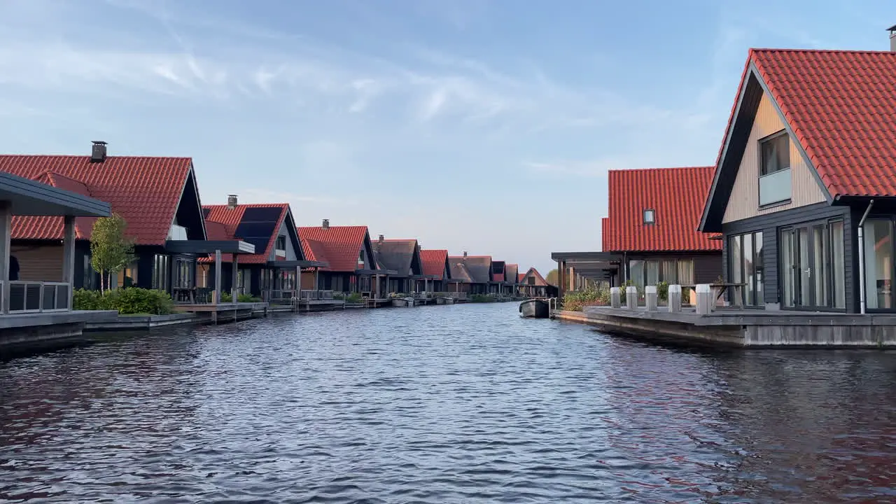 Villas Of The Holiday Park Waterstaete Ossenzijl In The Netherlands aerial drone shot