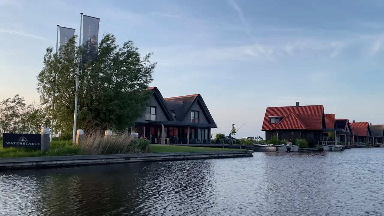 Tranquil Scenery And Villas Of Holiday Park Waterstaete Ossenzijl In The Netherlands POV