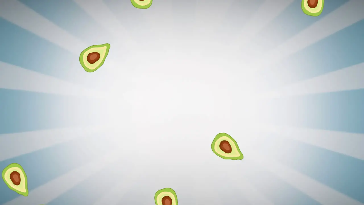 Animation of avocados moving on blue striped background