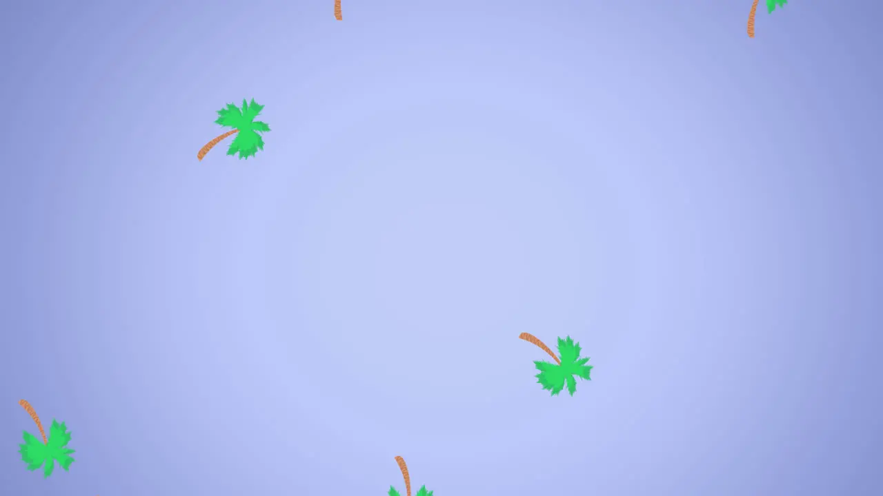 Animation of palm trees falling on purple background