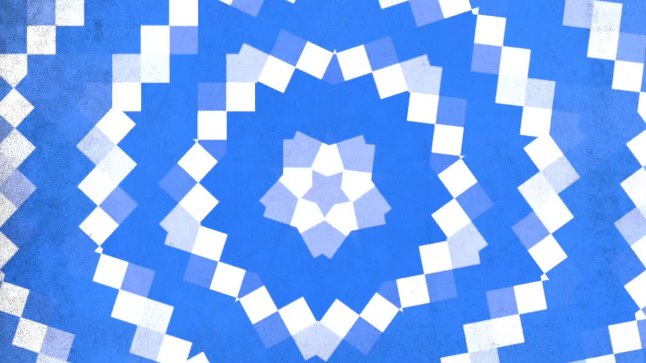 Blue and white pixels pattern in circles in 8 bit of architecture