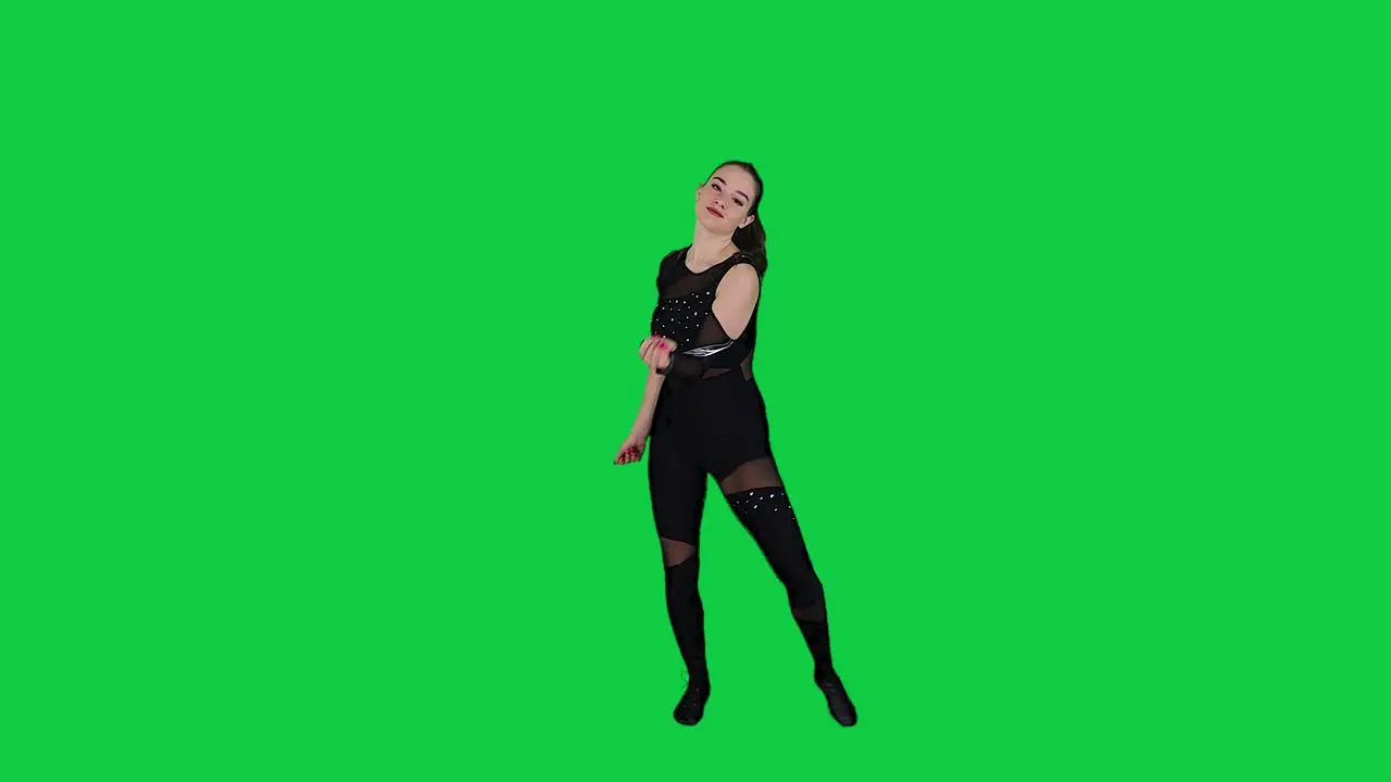 Beautiful dancer dancing modern dances against green screen