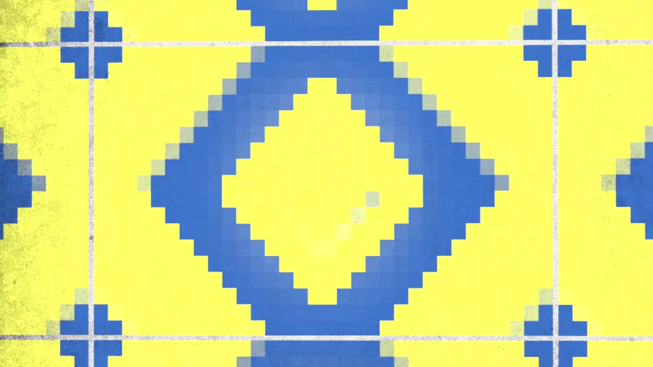 Yellow and blue blocks pattern in 8 bit of architecture