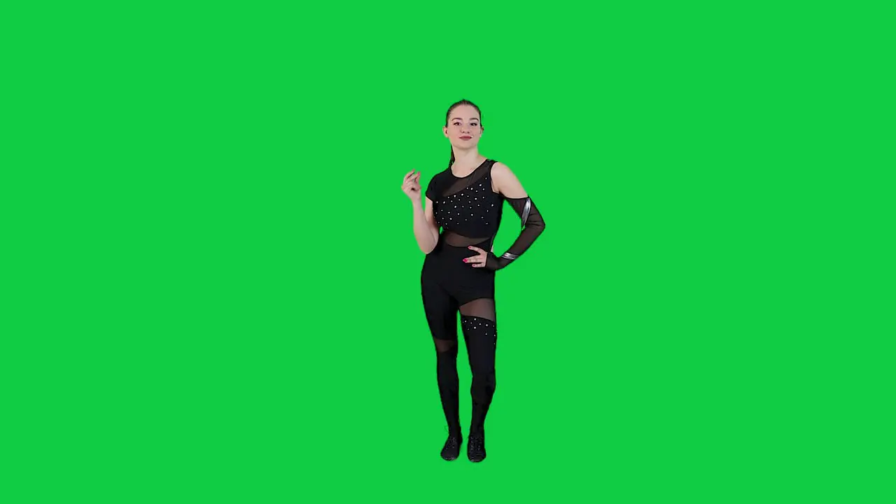 Professional stunning Female Dancer Performing a Dance on a Green Screen Modern Dance Lifestyle Happiness slow motion