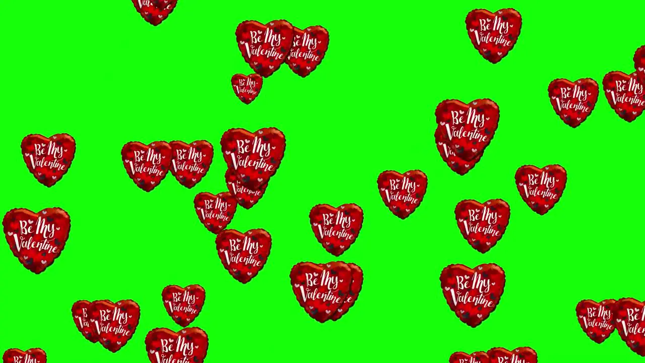 Valentines love hearts on Green Screen