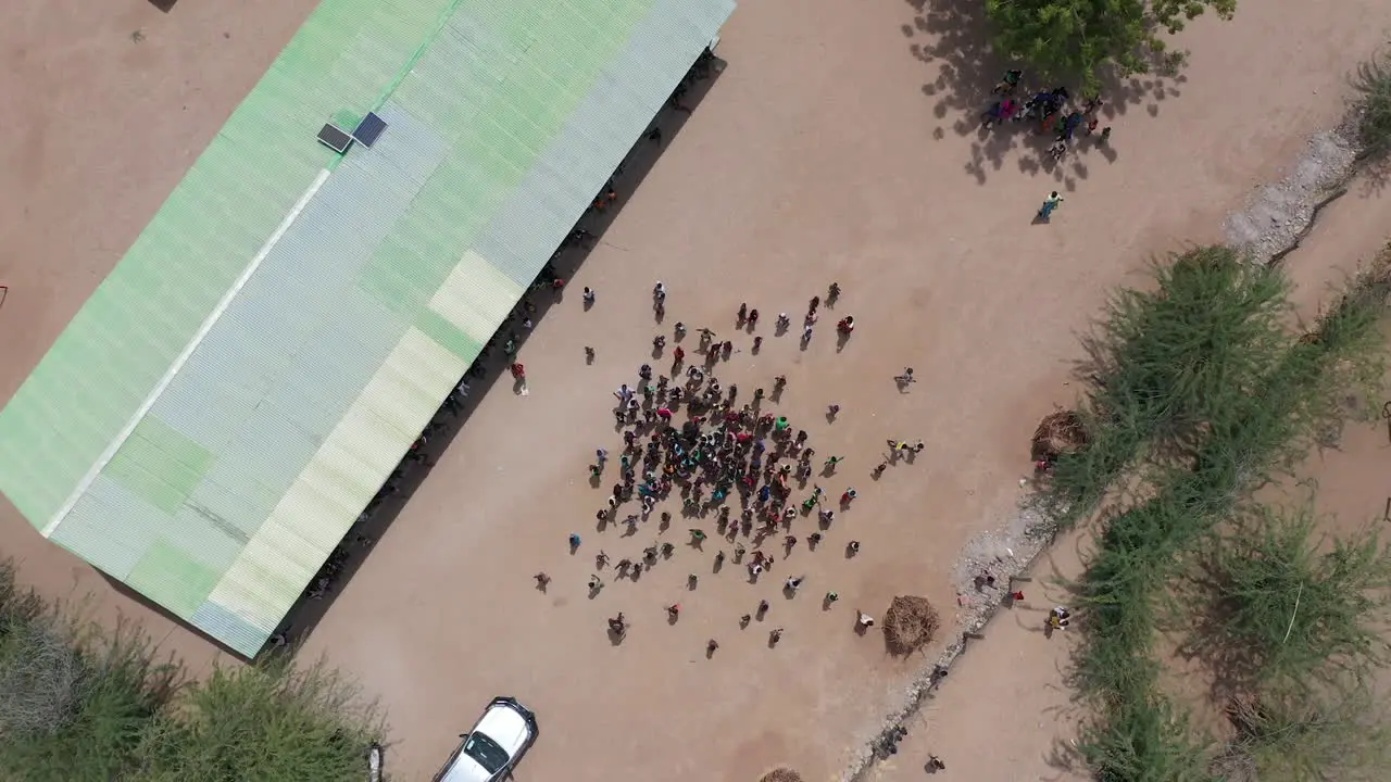 Desert kenya africa landscape town of a from the air and above people that have gathered