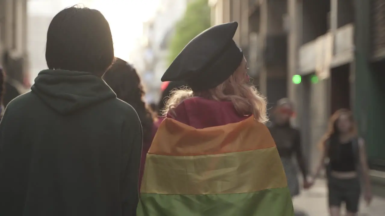 People Walking In LGBT Pride Parade Day in Buenos Aires in Plaza de Mayo