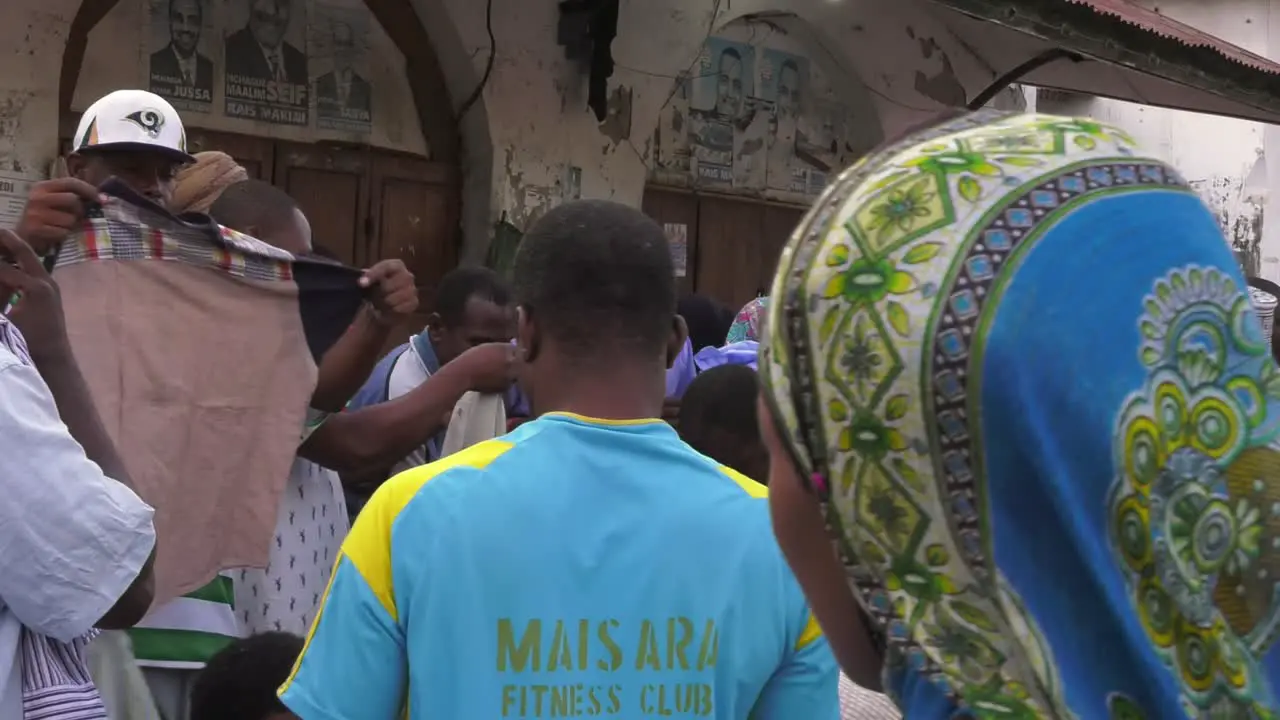 Tanzanians Shopping n Outdoor Market In Zanzibar