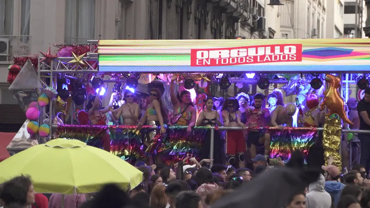 Slow Motion Shot March Of LGBT Pride Parade in Buenos Aires in Plaza de Mayo