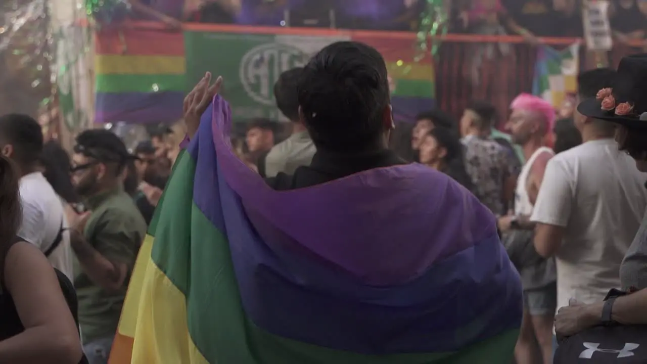 Slow Motion Of People Celebrating LGBT Pride Parade in Buenos Aires in Plaza de Mayo