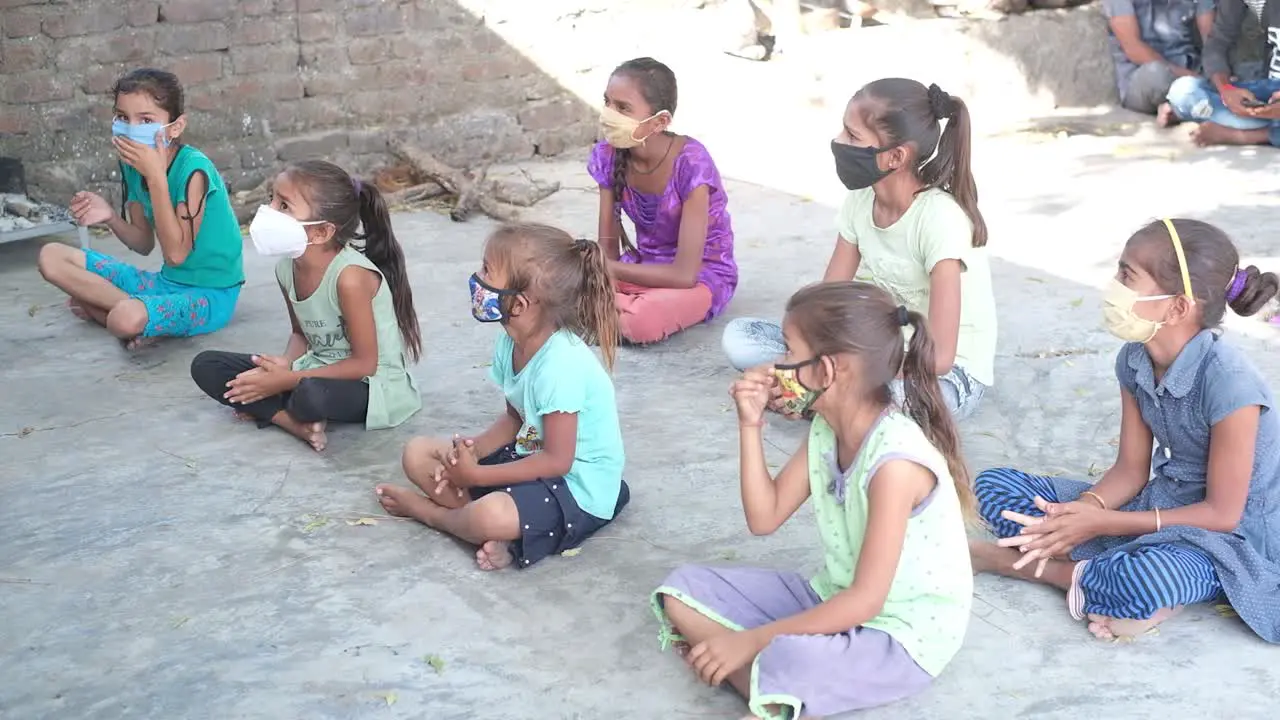 Children from slums and laborers are getting education by clapping in the classroom many laborers children are getting education in this training run by NGO