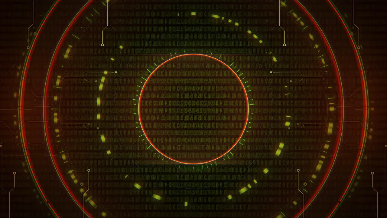 Cyberpunk animation background with computer matrix numbers and grid 1