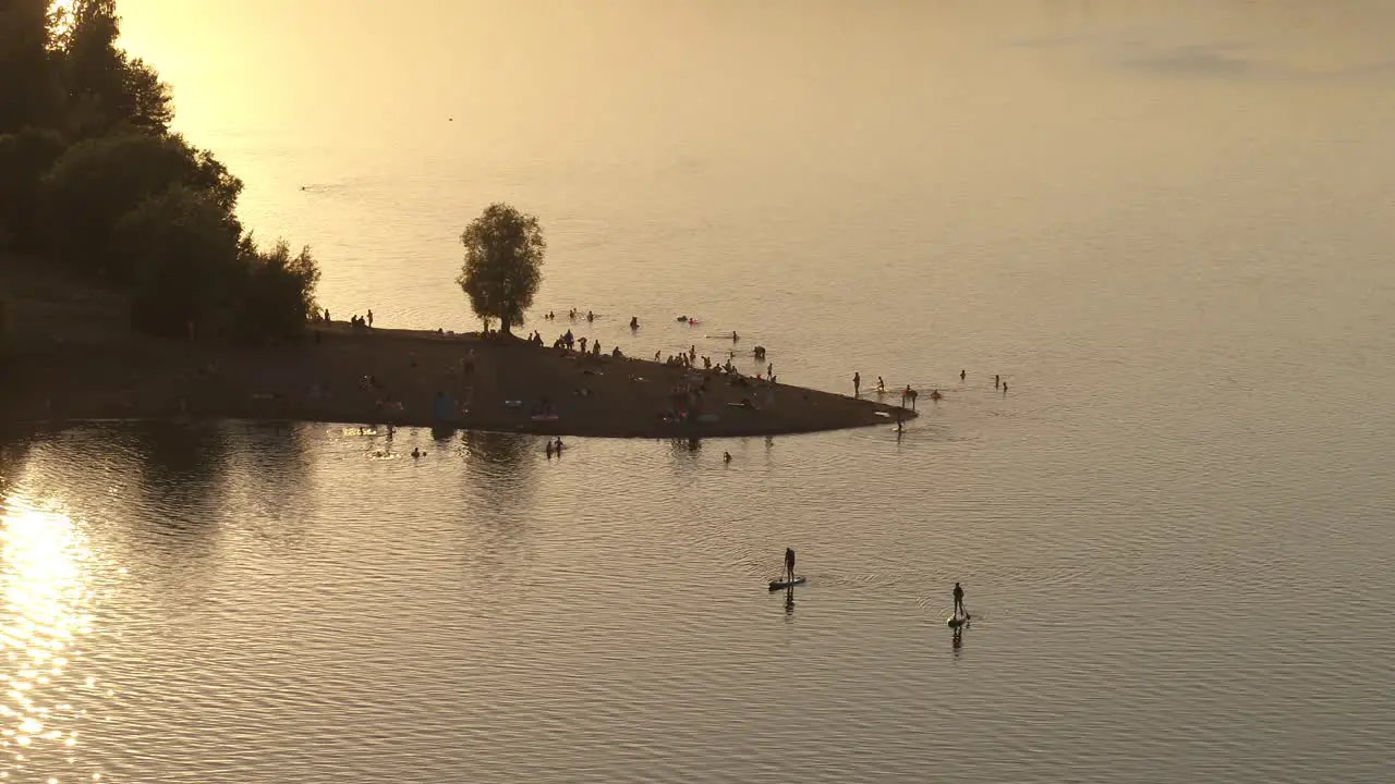 Drone aerial view of Lampedziai lake beach