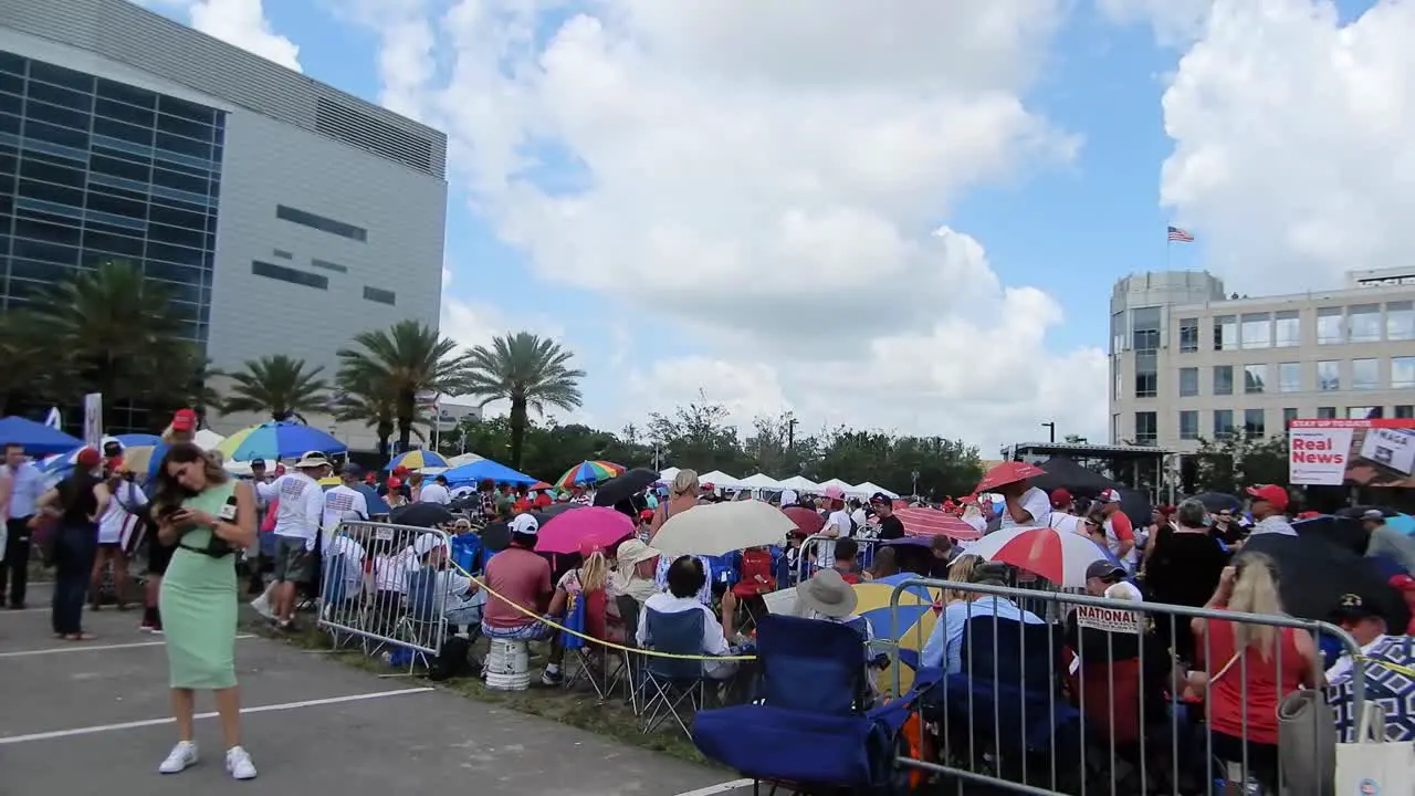 People gather to hear ans see President Donald Trump at a political rally