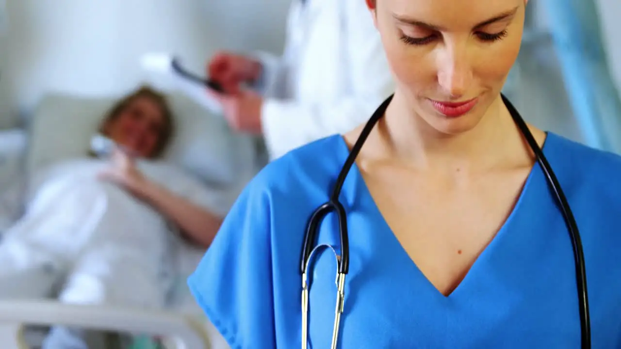 Portrait of female doctor using digital tablet in hospital