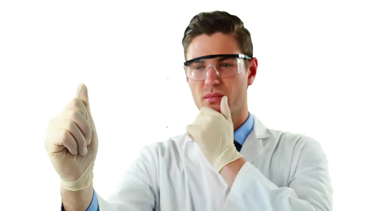 Male doctor using an futuristic digital tablet