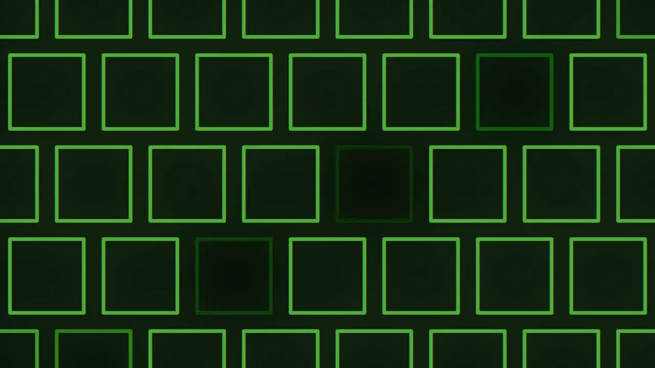 Seamless neon green squares pattern on black gradient