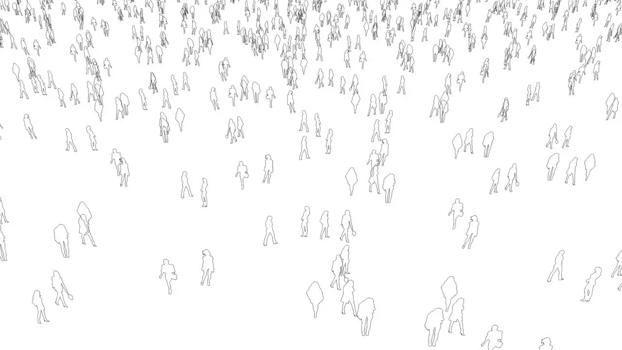 INFINITE CROWD GOING ENDLESS WHITE SPACE