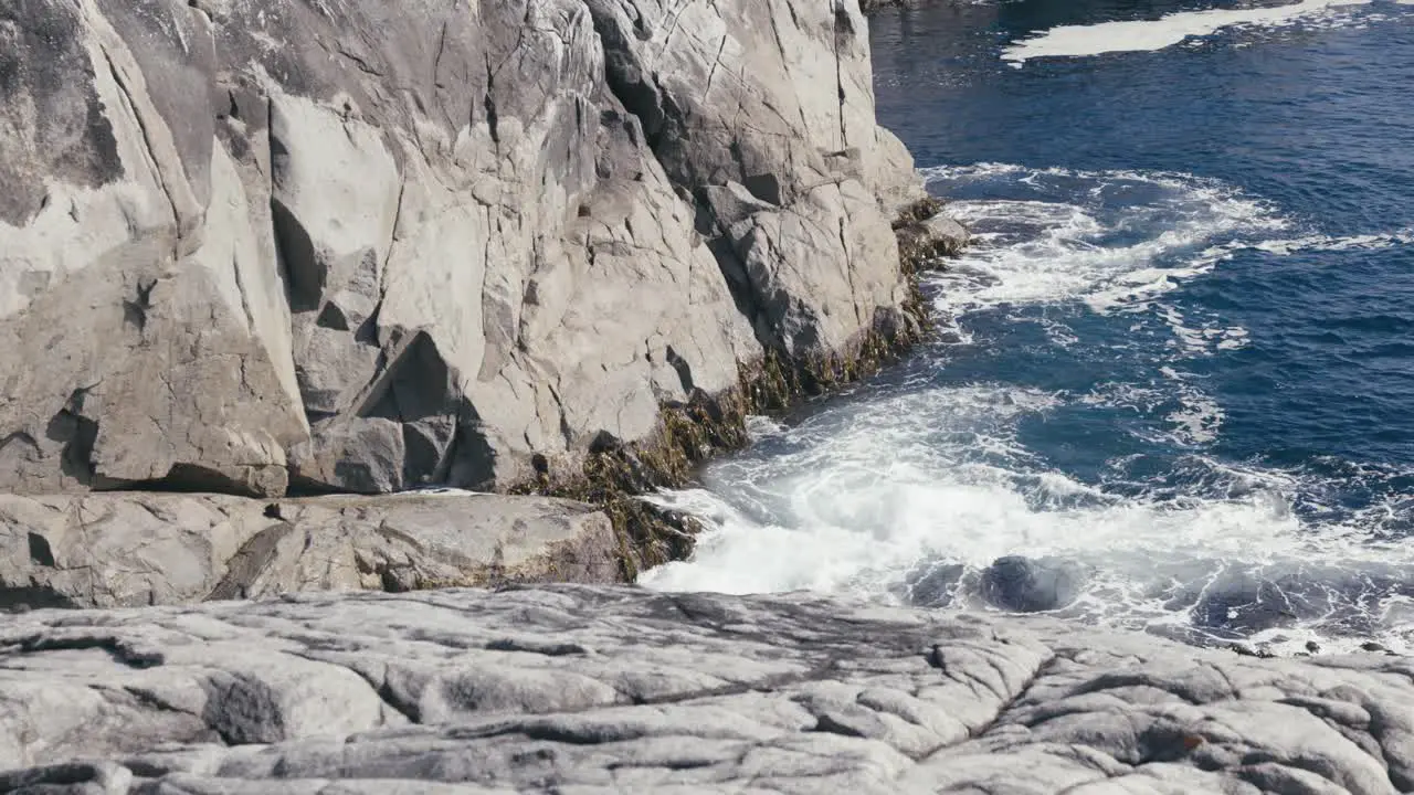 Waves breaking on rocky shore