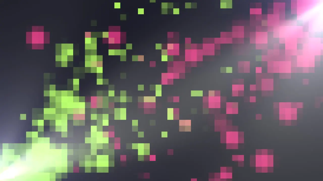 Colorful pixels pattern in 8 bit on black gradient