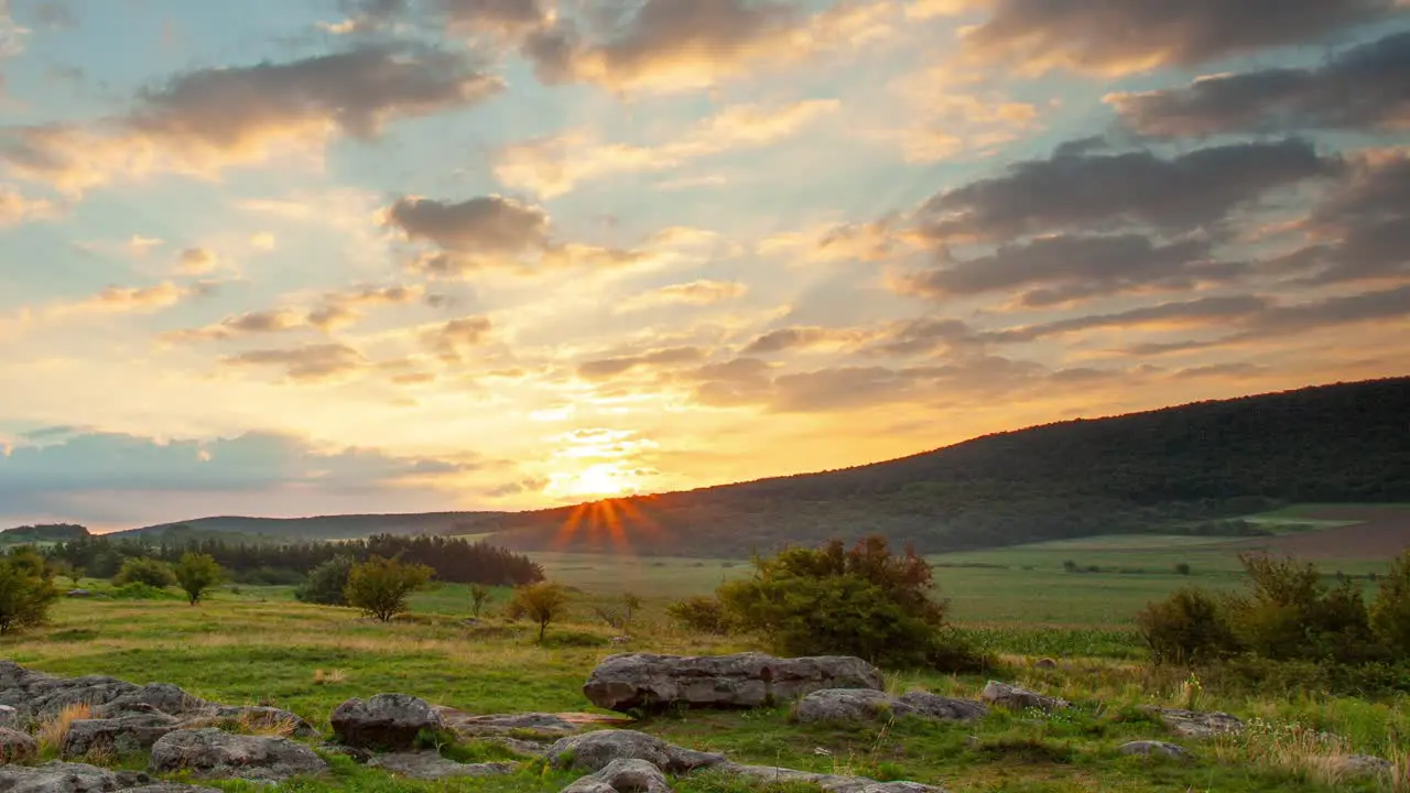 Sunrise in the nature with wonderful cloudscape 4k time-lampse video