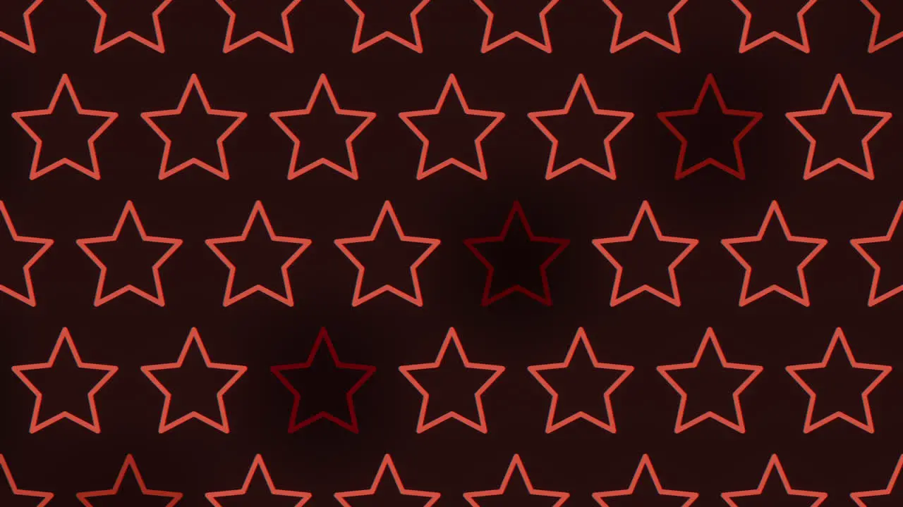 Seamless neon red stars pattern on black gradient