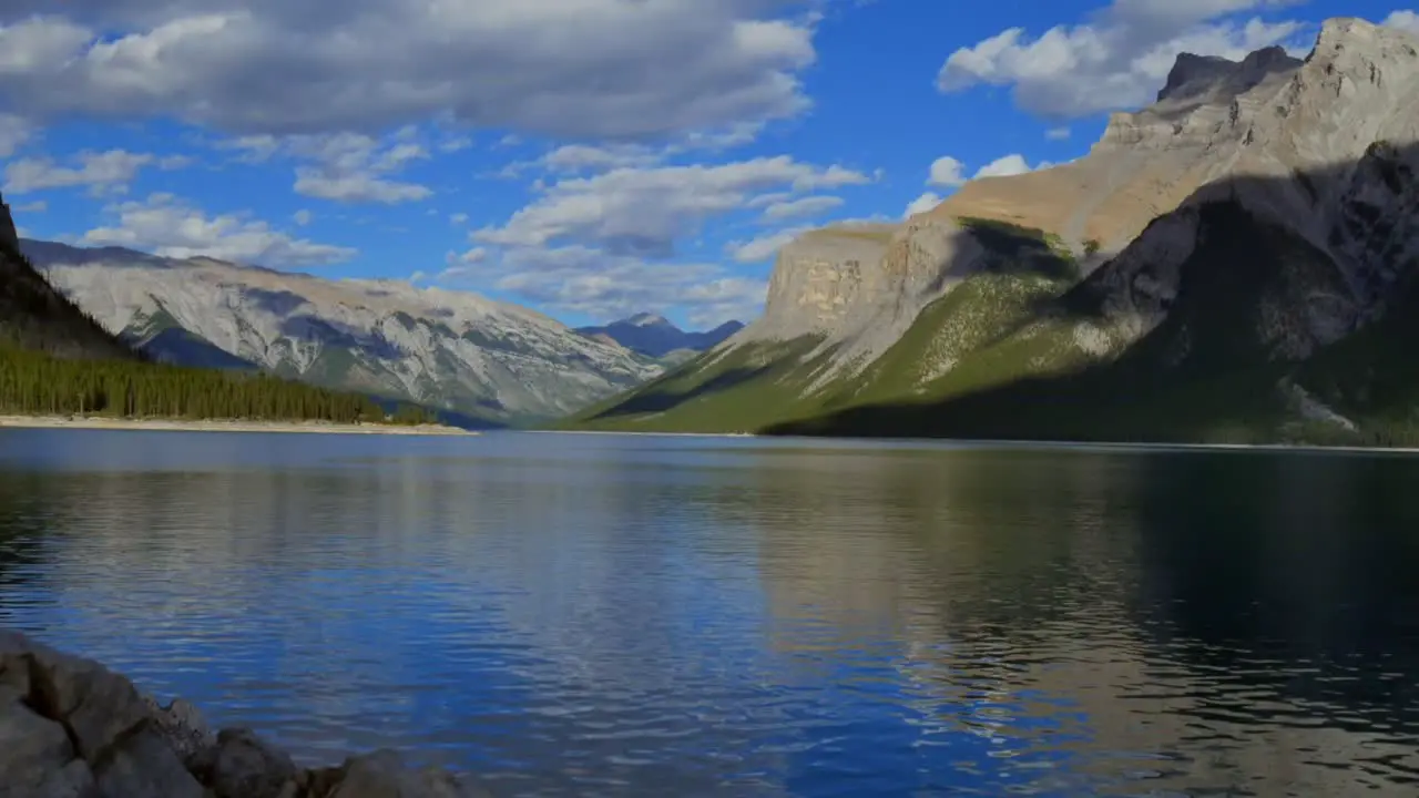 Beautiful Time Lapse of moving clouds near a lake in Banff Canada