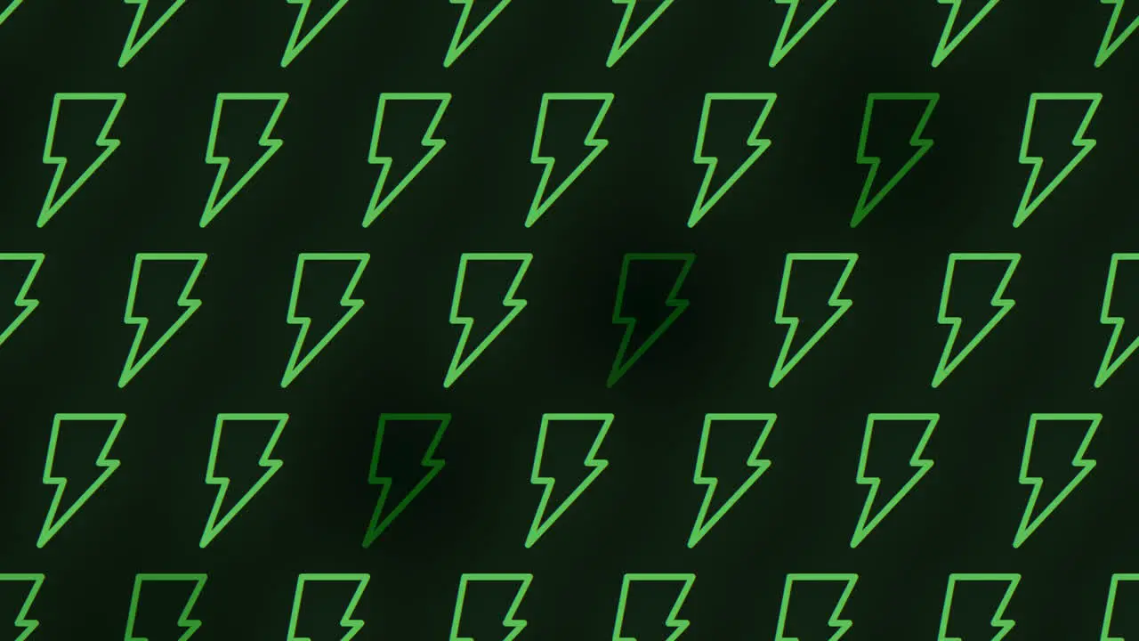 Seamless neon green thunderstorms pattern on black gradient