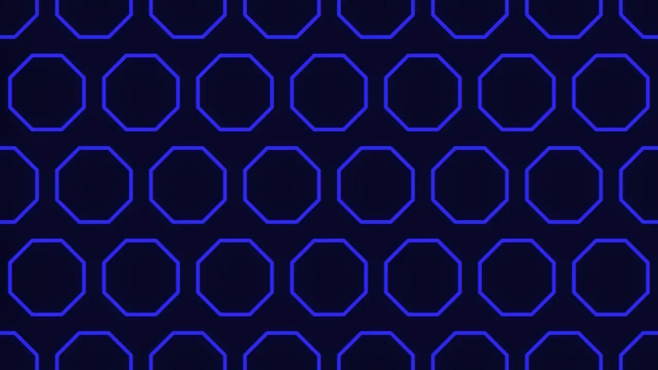 Seamless neon blue hexagons pattern on black gradient