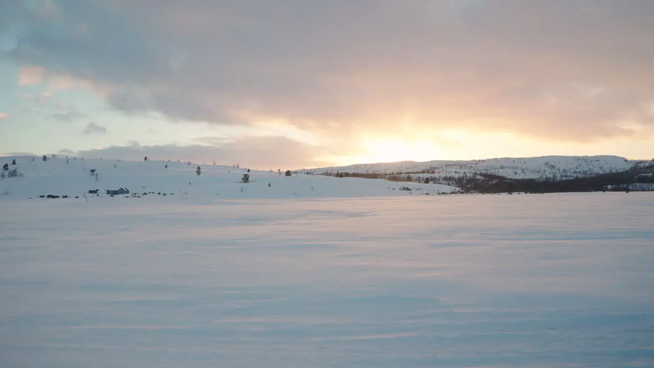 Panning over Beautiful Snowy Landscape in Kirkenes Norway