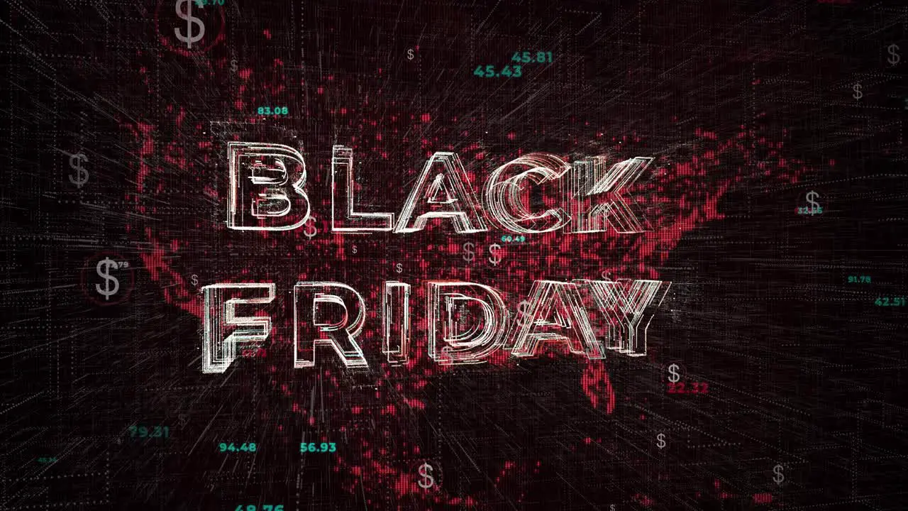 Black friday text and dollar amounts on a USA map background 3D render