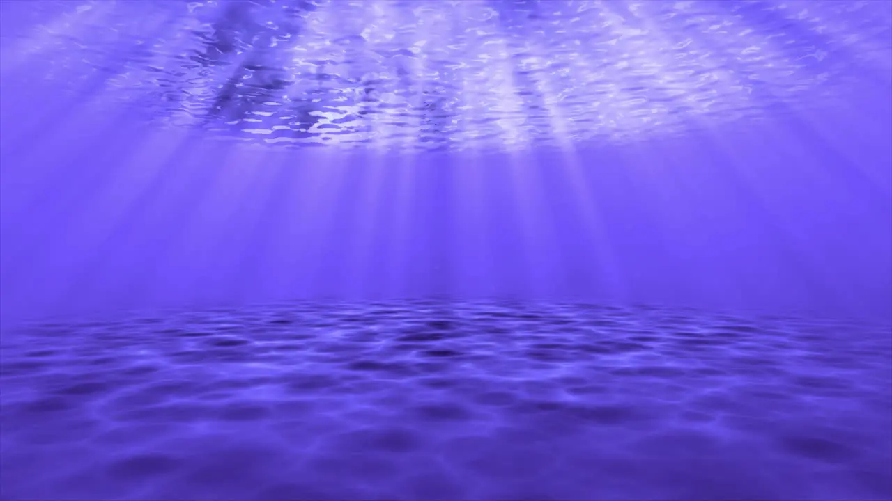 Underwater ocean sandy seafloor 3D animation motion graphics reflection sun rays on sandbar visual effect background purple