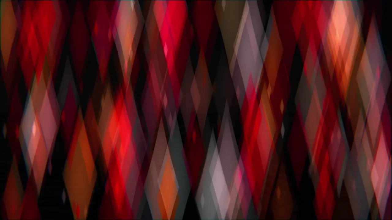 Animation of stretched diamond shaped bokeh with vibrant red hue