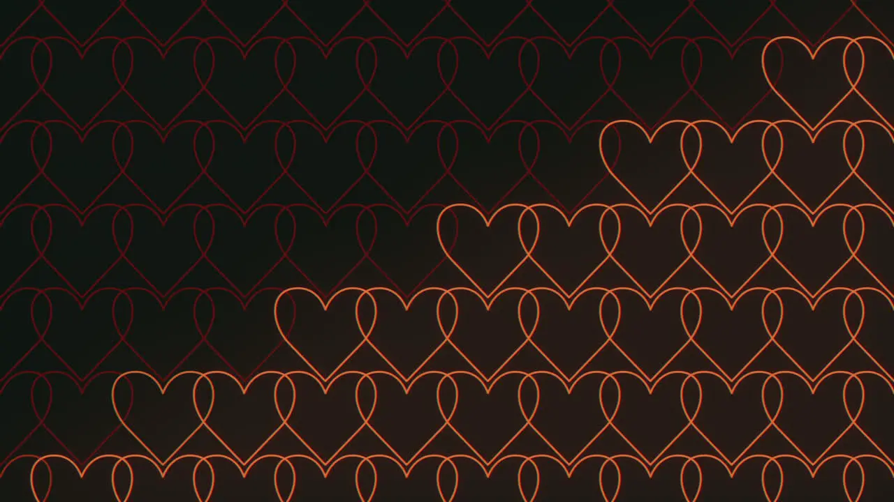 Seamless neon red hearts pattern on black gradient