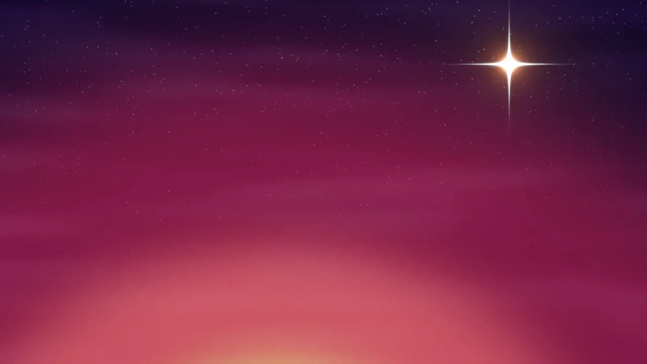 Fantasy purple sky with gold star and sparkles in night