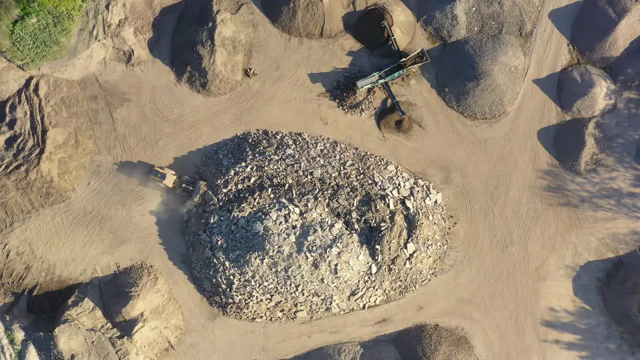 Aerial view of crushed stone quarry machine