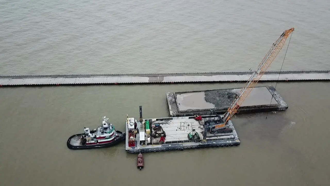 Dredging operation in Kewaunee Harbor on Lake Michigan Kewaunee Wisconsin-2