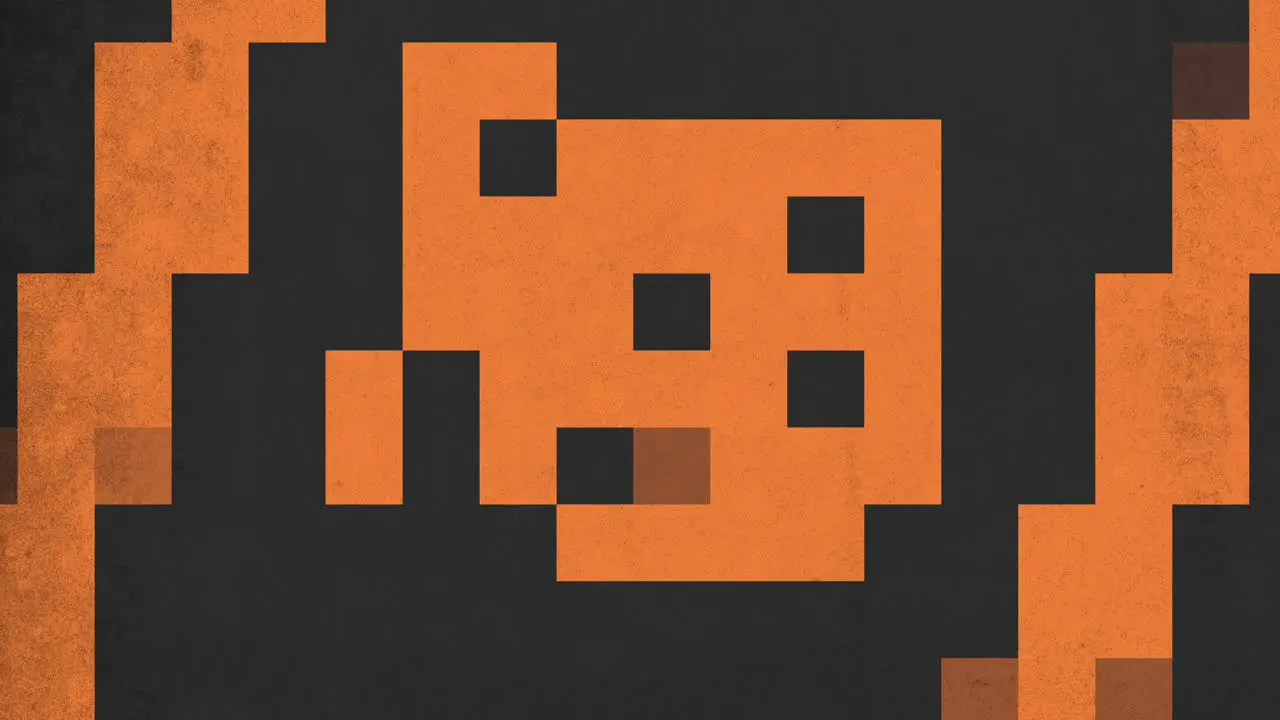 Pixelated smiling face with orange features