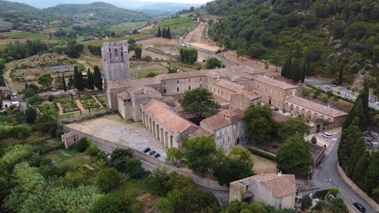 Medieval Abbey in the South of France | Rising Aerial