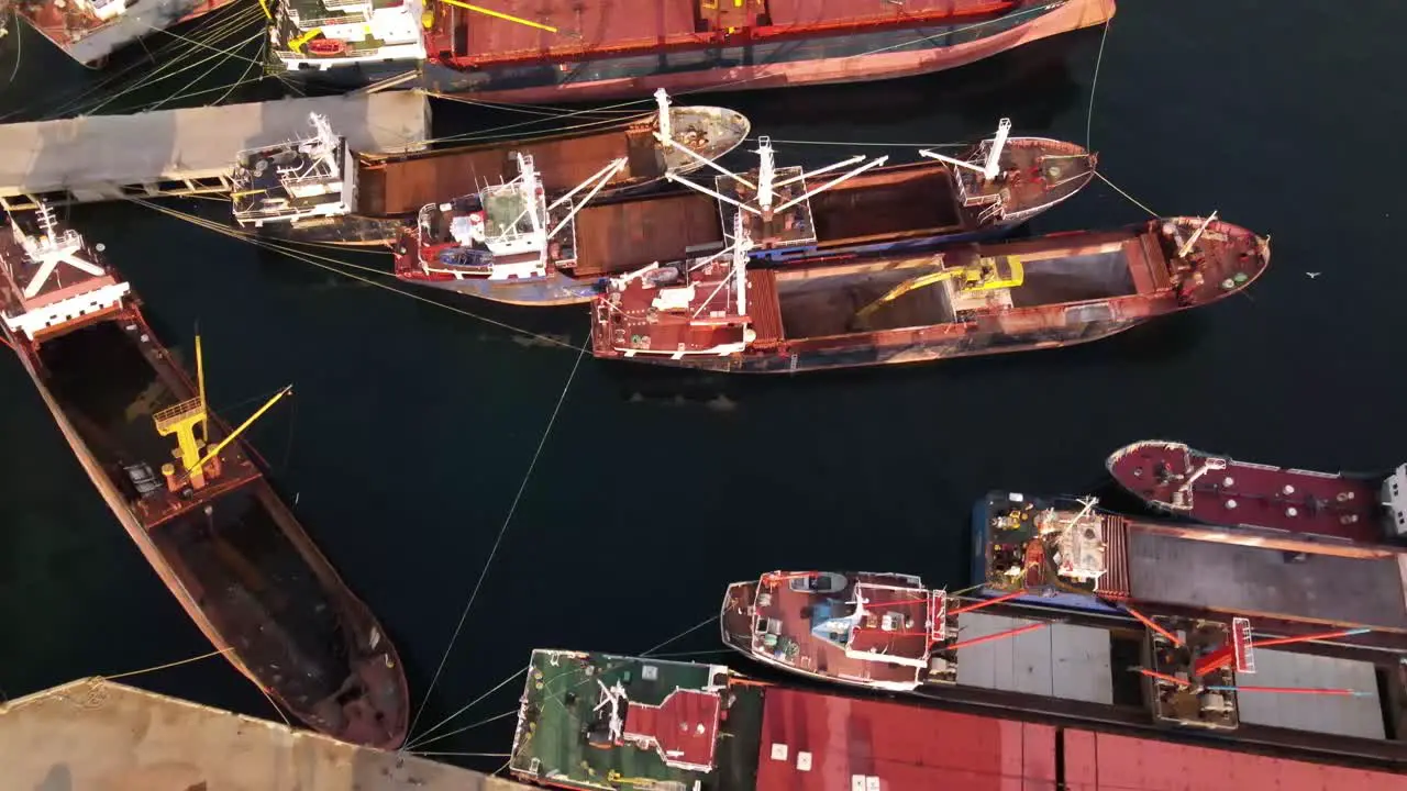 Aerial View Ships Anchored