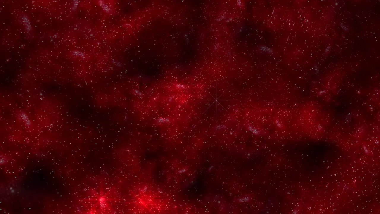 Dark universe with flying dust and glitters with red clouds