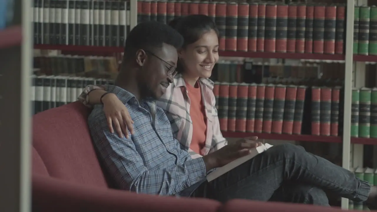 Pretty Girl And Handsome Black Boy Studying In The Library 1